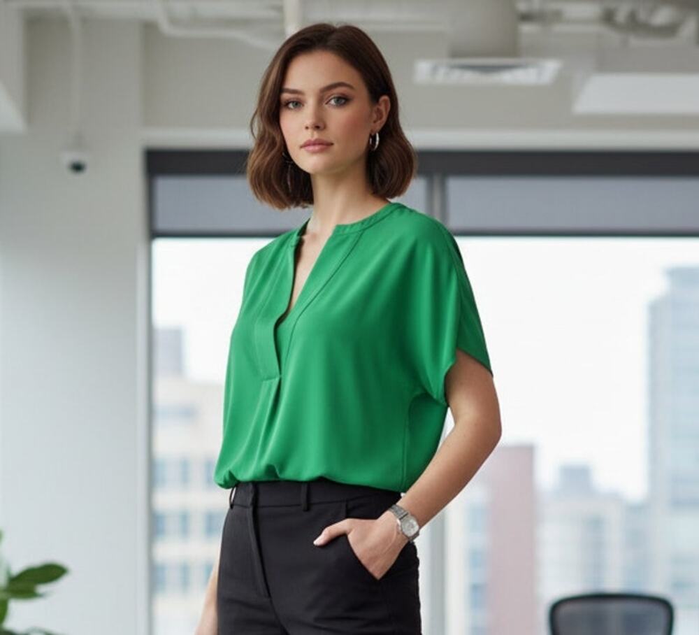 Ann Taylor Green Pleated Blouse